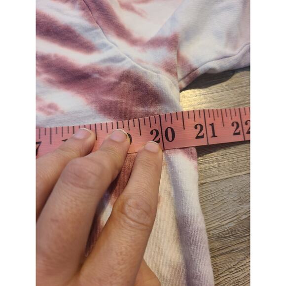 C&C California large women's Burgundy and lavender tie dye twist front hoodie - Picture 7 of 8